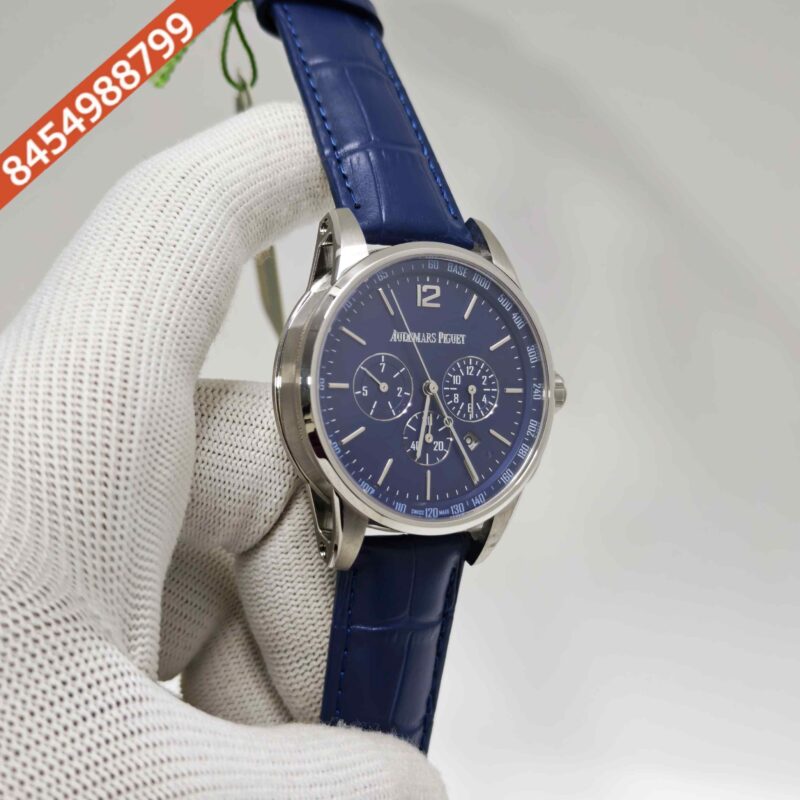 Audemars Piguet Code 11.59 Chronograph Steel Blue Dial Leather Strap Swiss Automatic Watch - Image 3