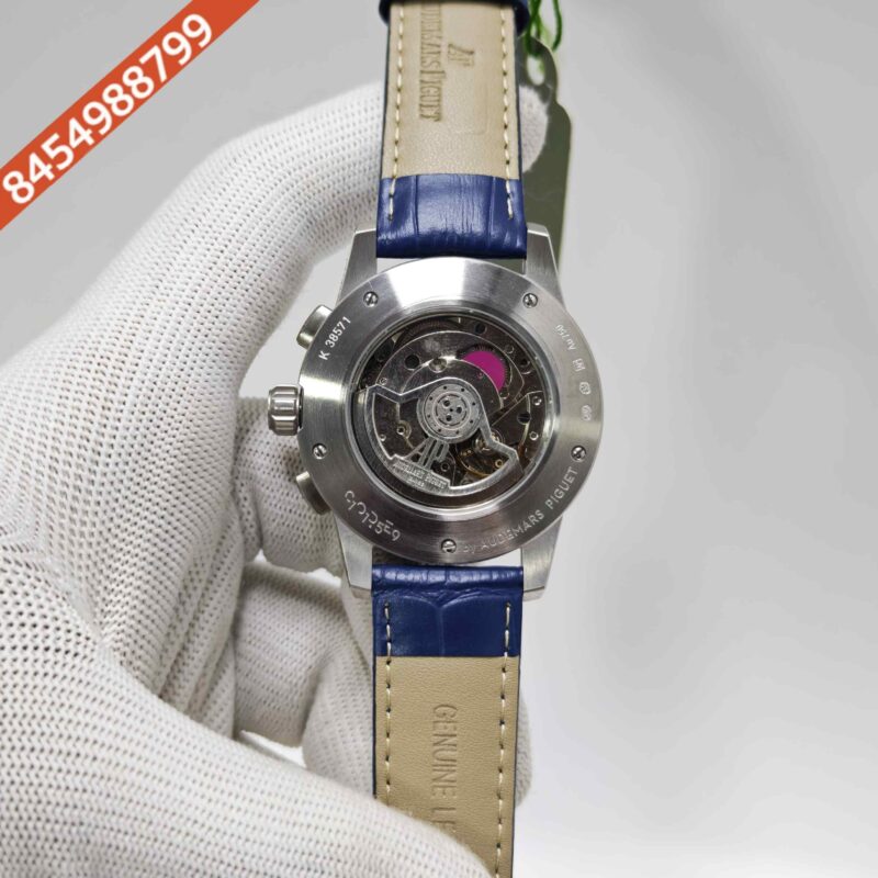 Audemars Piguet Code 11.59 Chronograph Steel Blue Dial Leather Strap Swiss Automatic Watch - Image 4