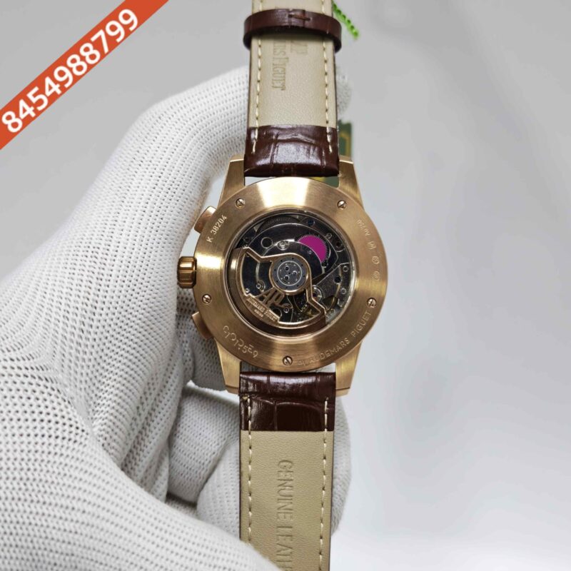 Audemars Piguet Code 11.59 Chronograph Rose Gold White Dial Leather Strap Swiss Automatic Watch - Image 4