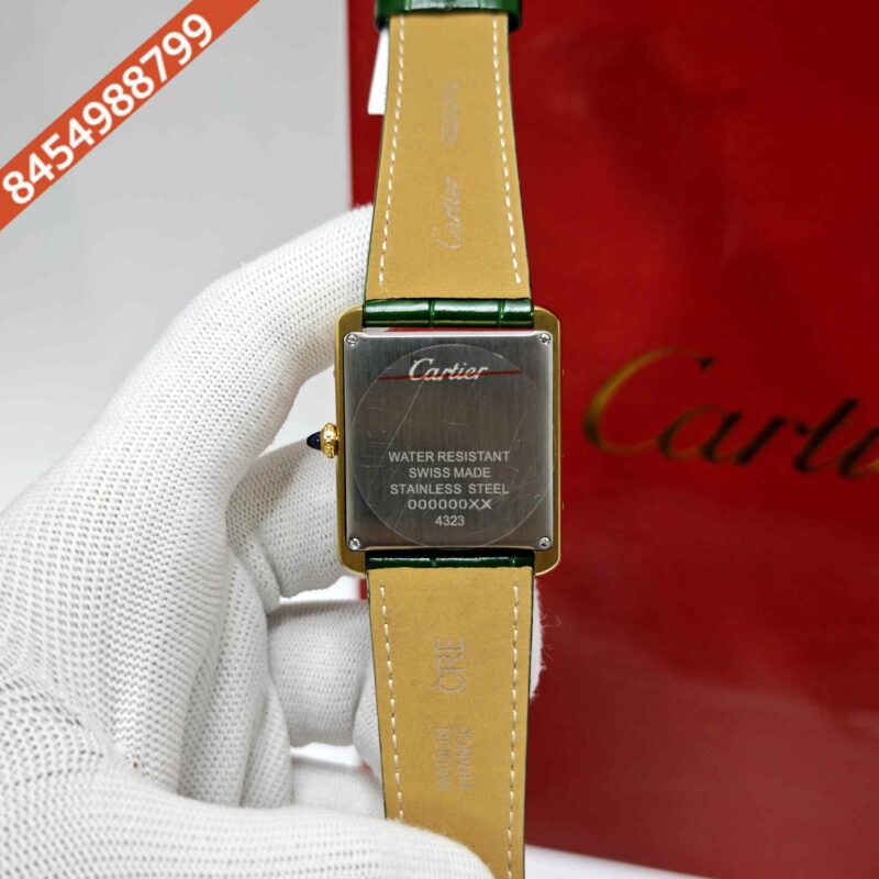 Cartier Tank Solo Gold Green Dial Leather Strap Swiss watch - Image 4