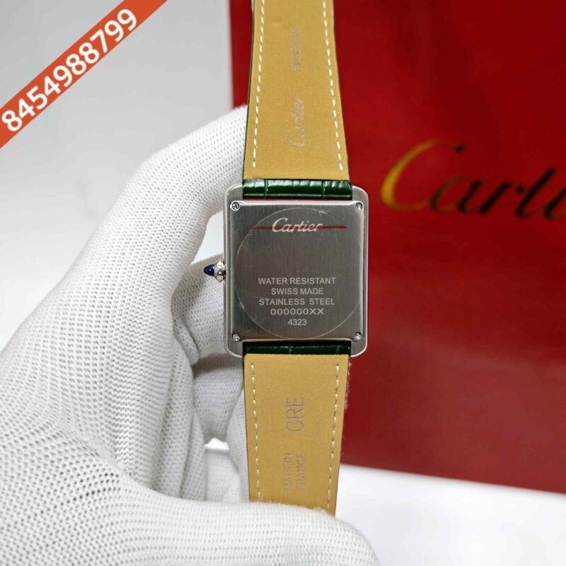 Cartier Tank Solo Steel Full Green Dial Leather Strap Swiss watch - Image 4
