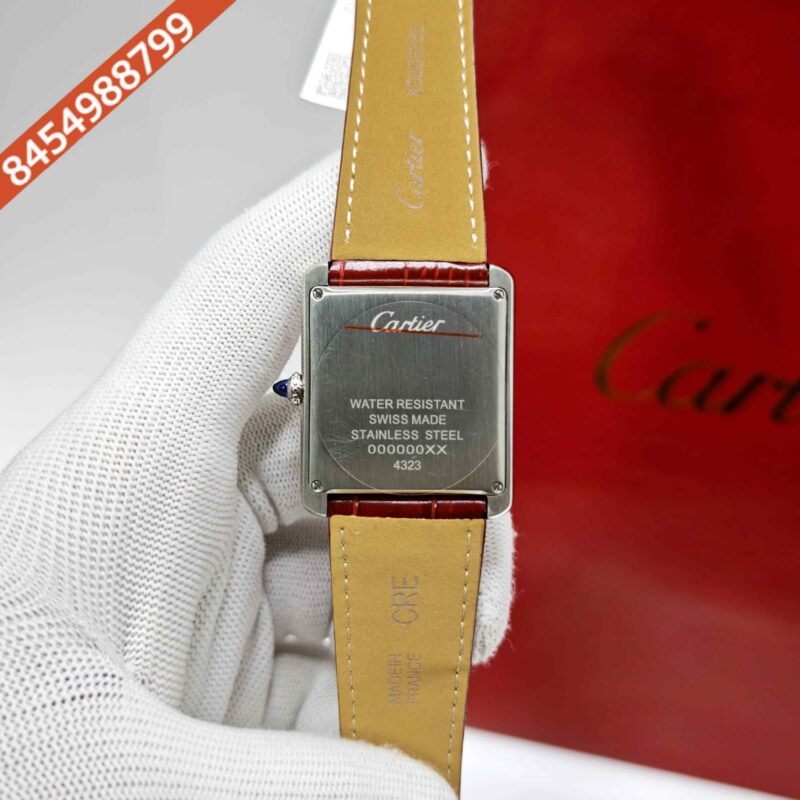 Cartier Tank Solo Steel Full Red Dial Leather Strap Swiss watch - Image 4