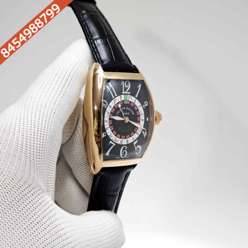Franck Muller Casablanka Vegas Black Dial Black Leather Strap Automatic Watch - Image 3