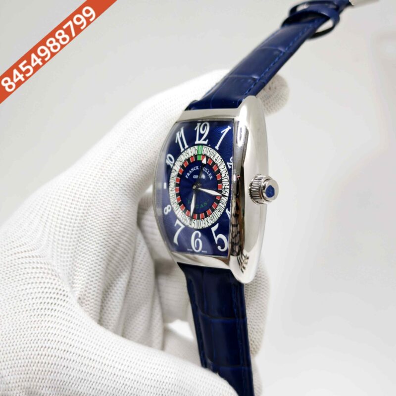 Franck Muller Casablanka Vegas Blue Dial Blue Leather Strap Swiss Automatic Watch - Image 2