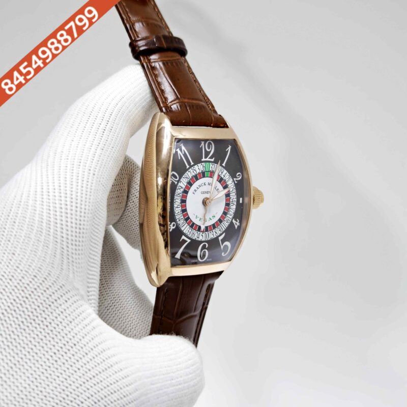 Franck Muller Casablanka Vegas Brown Dial Brown Leather Strap Swiss Automatic Watch - Image 3