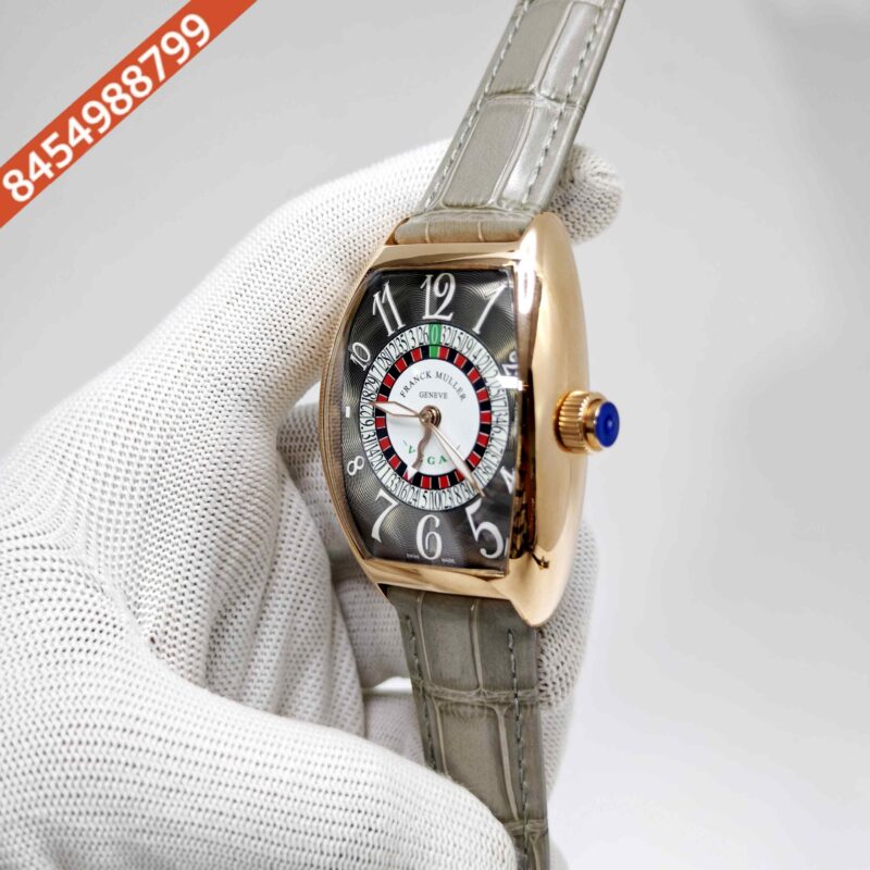 Franck Muller Casablanka Vegas Rose Gold Grey Dial Grey Leather Strap Swiss  Automatic Watch - Image 2