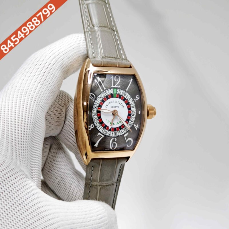 Franck Muller Casablanka Vegas Rose Gold Grey Dial Grey Leather Strap Swiss  Automatic Watch - Image 3