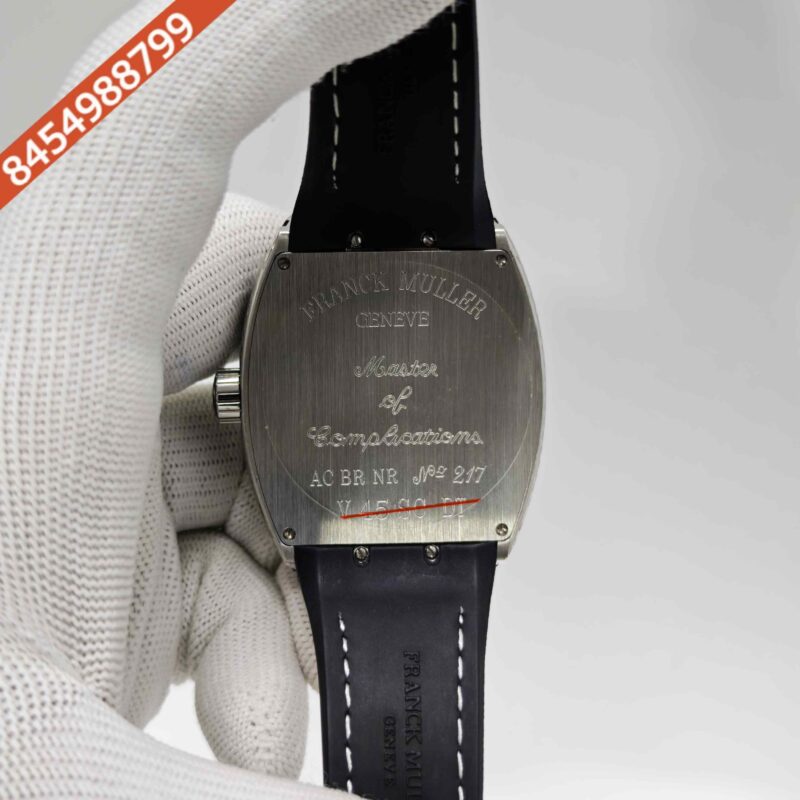 Franck Muller Vanguard Iron PXL Steel Silver Dial Black Leather Strap Swiss Automatic Watch - Image 4