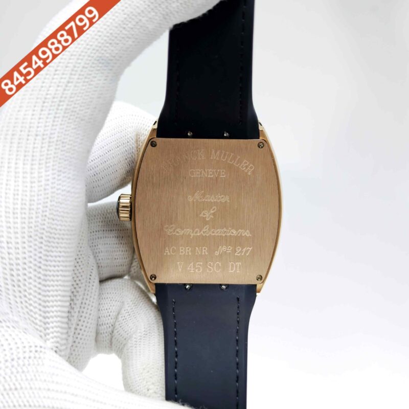 Franck Muller Vanguard Yachting Gold Black Dial Leather Strap Swiss Automatic Watch - Image 4