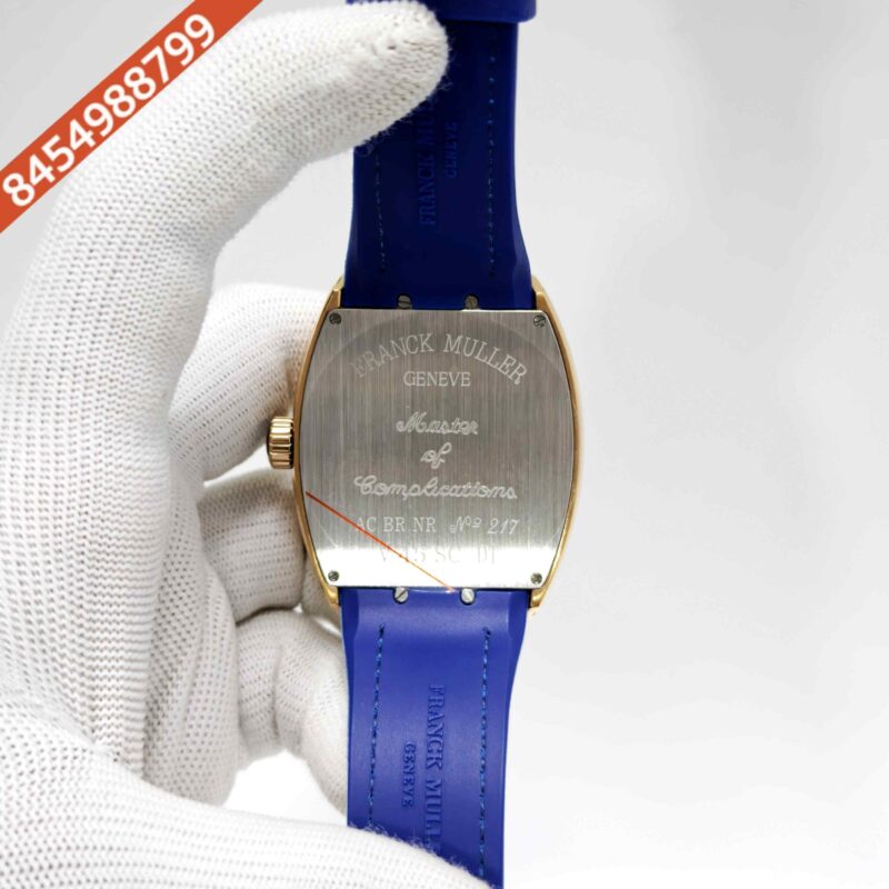 Franck Muller Vanguard Yachting Gold Blue Dial Leather Strap Swiss Automatic Watch - Image 4