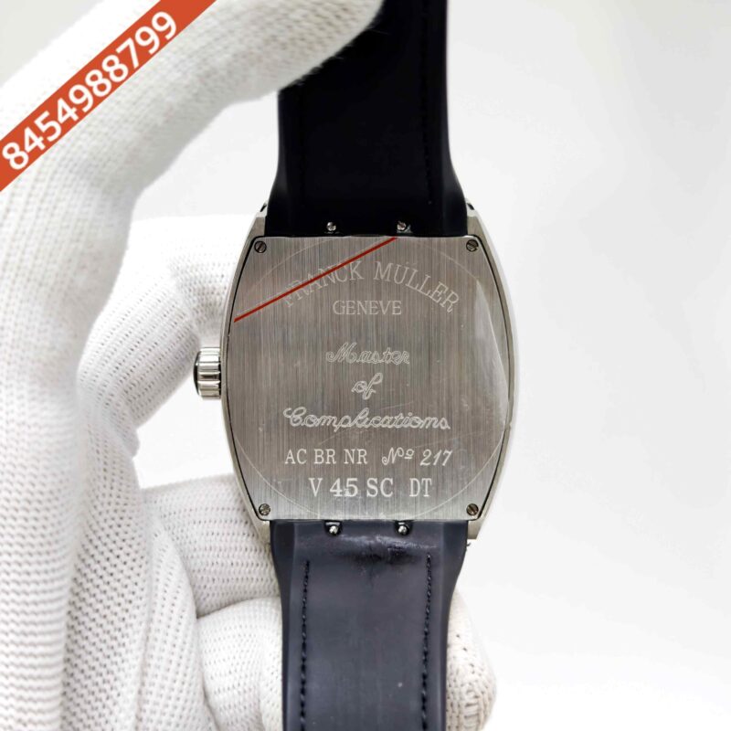 Franck Muller Vanguard Yachting Steel Black Dial Leather Strap Swiss Automatic Watch - Image 4