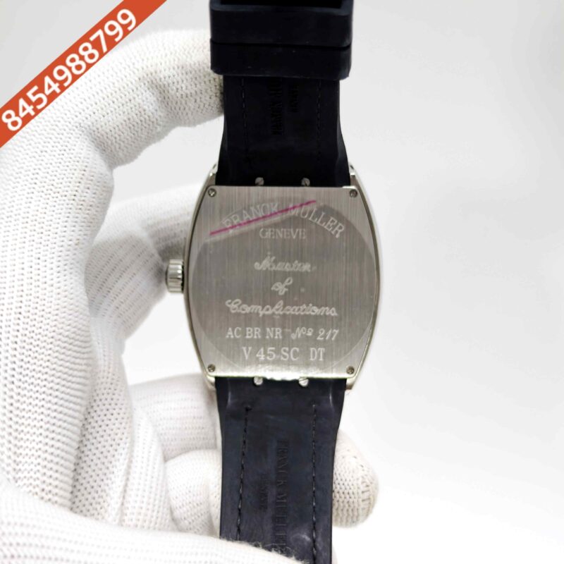 Franck Muller Vanguard Yachting Steel Black Dial Leather Strap Swiss Automatic Watch - Image 4