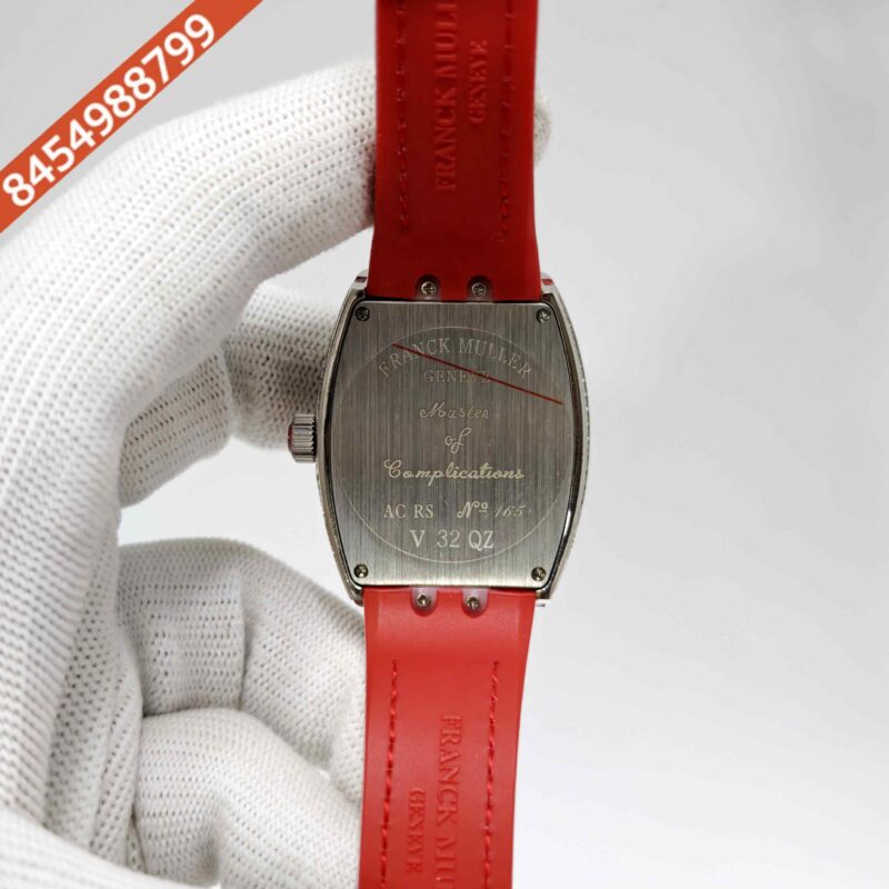 Franck muller cheap vanguard full diamond Steel Whte Diamond Dial Red Leather Strap Swiss Automatic Watch - Image 4