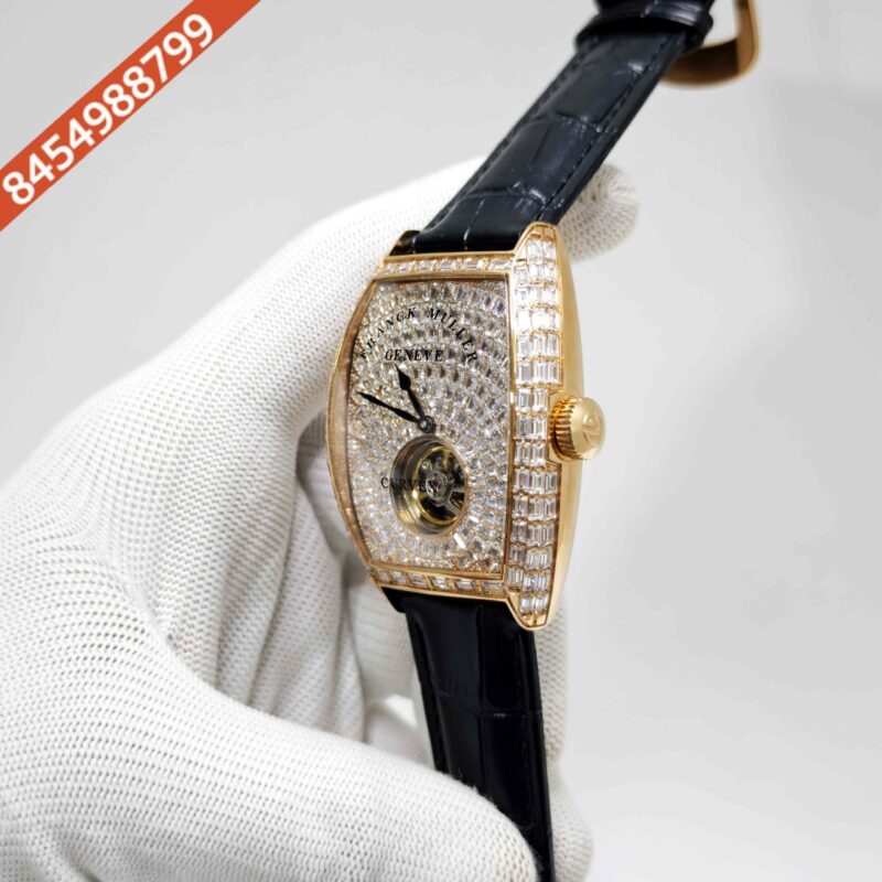 Frank Muller Grand Cintree Curvex Tourbillon White Dial Black Leather Strap Swiss Automatic Watch - Image 2