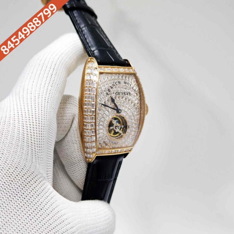 Frank Muller Grand Cintree Curvex Tourbillon White Dial Black Leather Strap Swiss Automatic Watch - Image 3