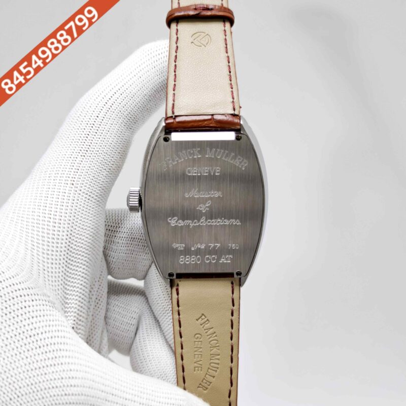 Frank Muller Grand Cintree Curvex Tourbillon White Dial Light Brown Leather Strap Swiss Automatic Watch - Image 4