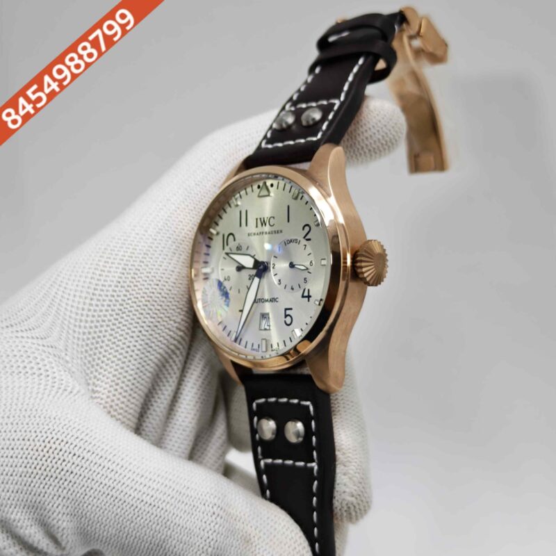 IWC Schaffhausen Big Pilot Top Gun Rose Gold White Dial Swiss Automatic Watch - Image 2