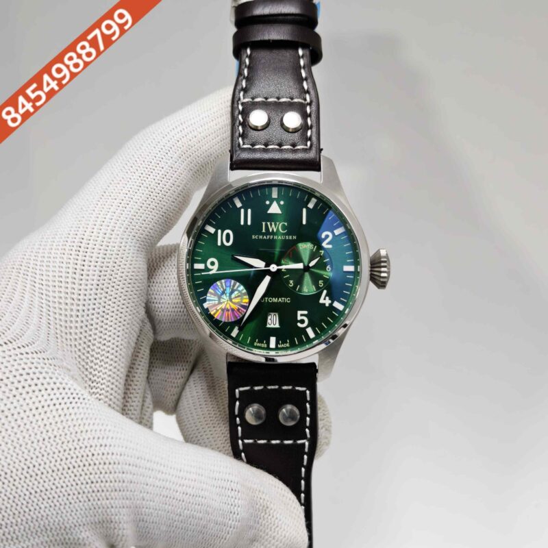 IWC Schaffhausen Big Pilot Top Gun Steel Green Dail Leather Strap Swiss Automatic Watch