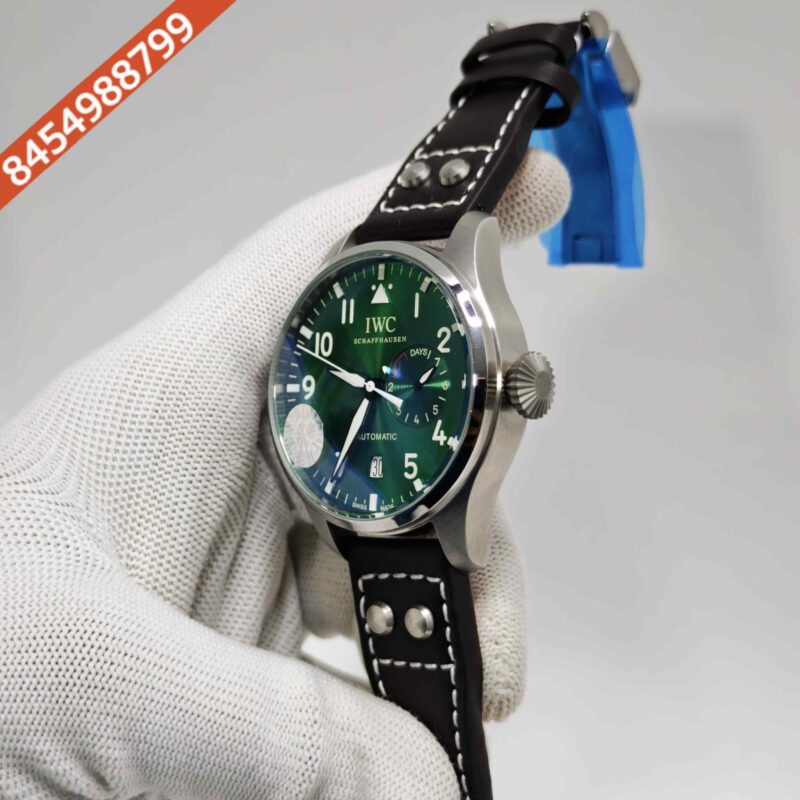 IWC Schaffhausen Big Pilot Top Gun Steel Green Dail Leather Strap Swiss Automatic Watch - Image 2