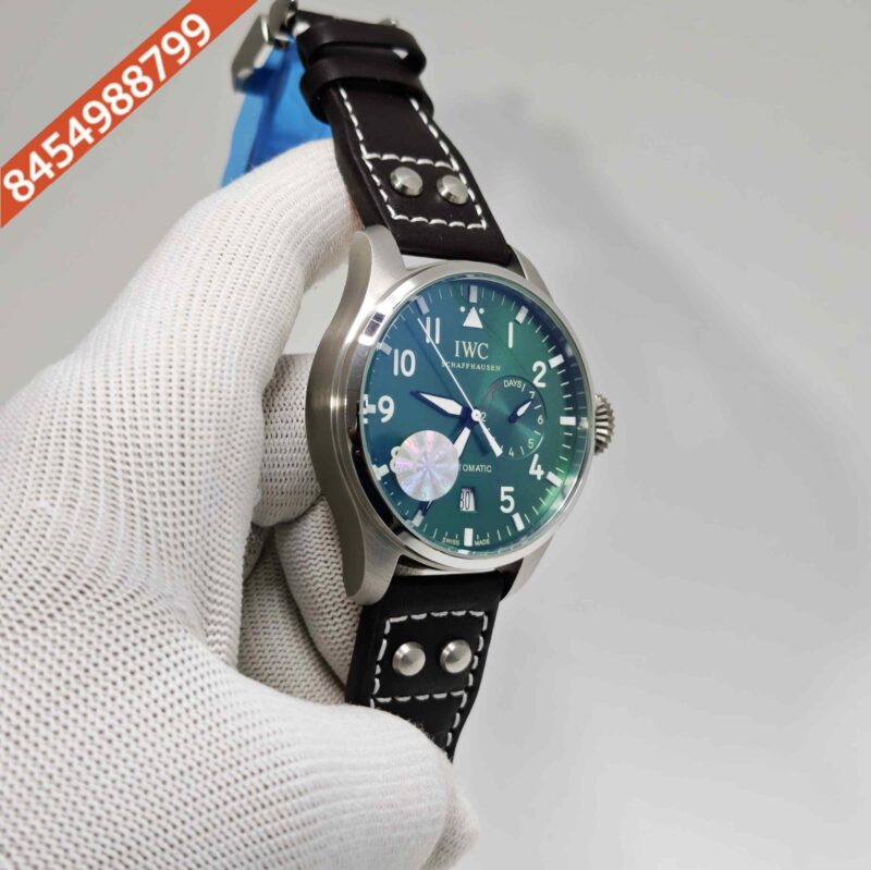 IWC Schaffhausen Big Pilot Top Gun Steel Green Dail Leather Strap Swiss Automatic Watch - Image 3