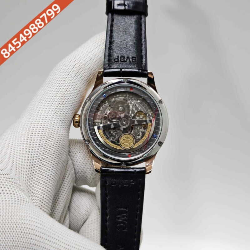 IWC Schaffhausen Portugieser Rose Gold Green Dial Black Leather Strap Swiss Automatic Watch - Image 4