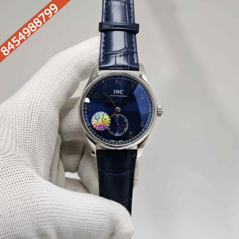 IWC Schaffhausen Portugieser Steel Blue Dial Leather Strap Swiss Automatic Watch