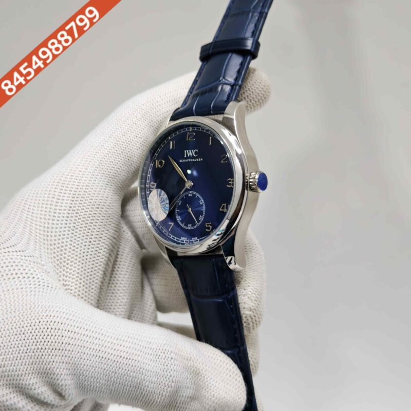 IWC Schaffhausen Portugieser Steel Blue Dial Leather Strap Swiss Automatic Watch - Image 2