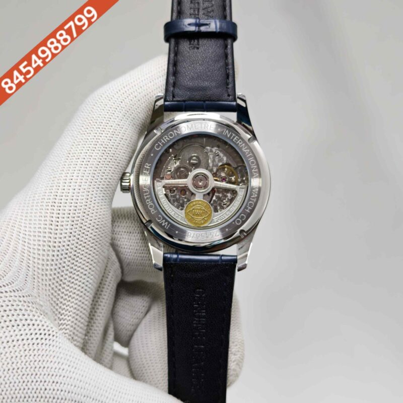 IWC Schaffhausen Portugieser Steel Blue Dial Leather Strap Swiss Automatic Watch - Image 4