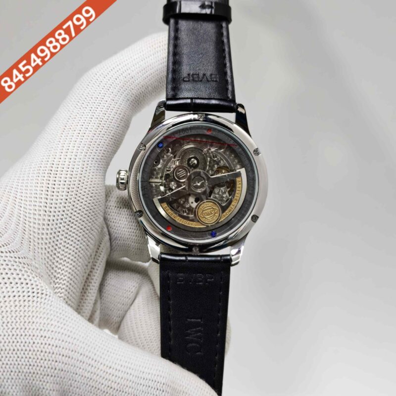 IWC Schaffhausen Portugieser Steel Green Dial Black Leather Strap Swiss Automatic Watch - Image 4