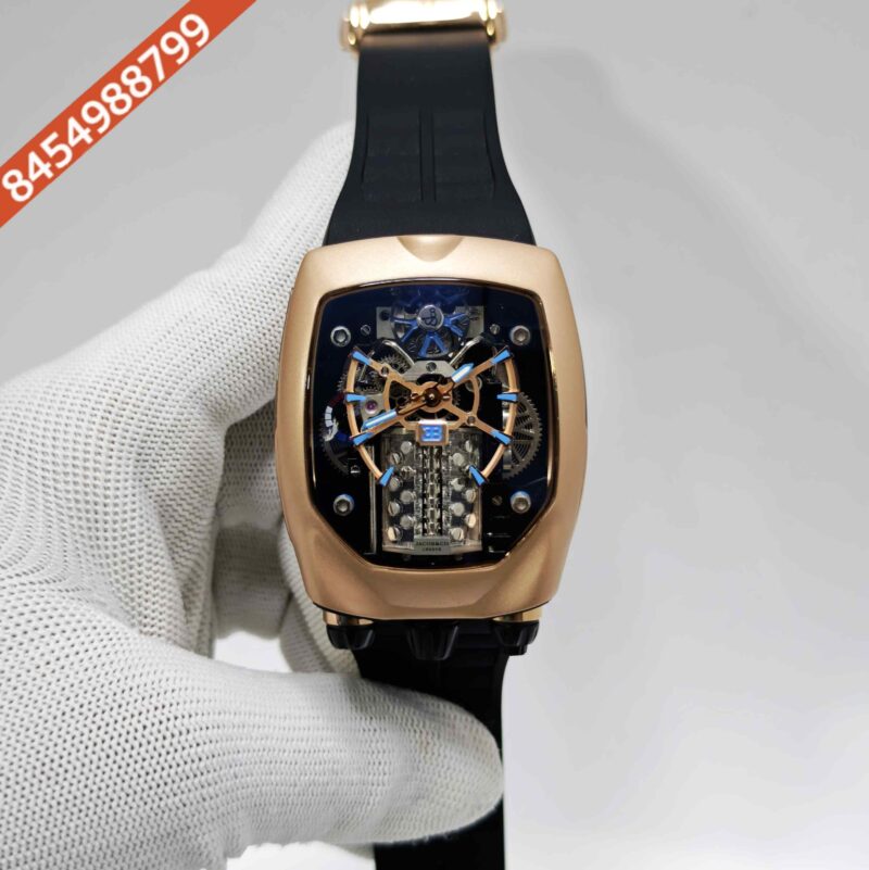 Jacob & Co. Bugatti Chiron Tourbillon Rose Gold Black Rubber Strap Swiss Automatic Watch
