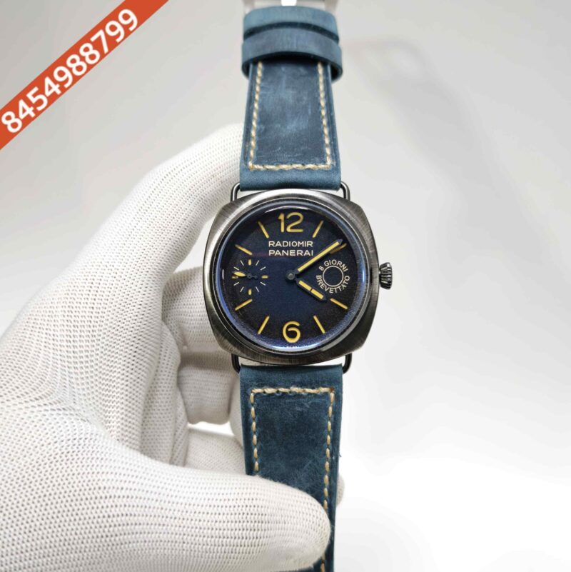 Luminor Panerai Radiomir Steel Blue Dial Blue Leather strap Swiss Automatic Watch