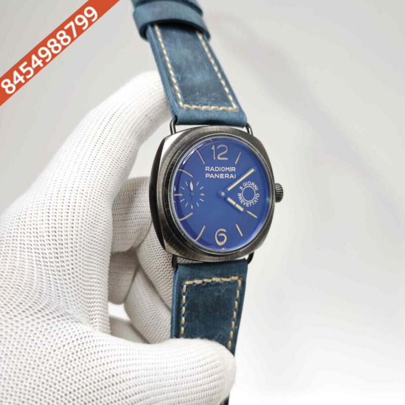 Luminor Panerai Radiomir Steel Blue Dial Blue Leather strap Swiss Automatic Watch - Image 3