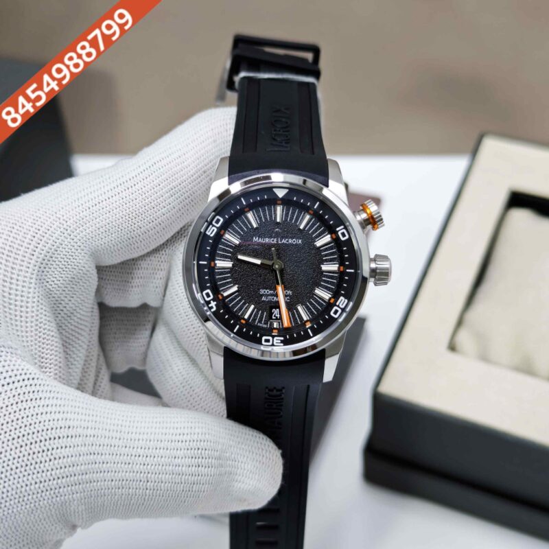 Maurice Lacroix Pontus S Diver Gold Case Black Dial Rubber Strap Swiss Automatic Watch