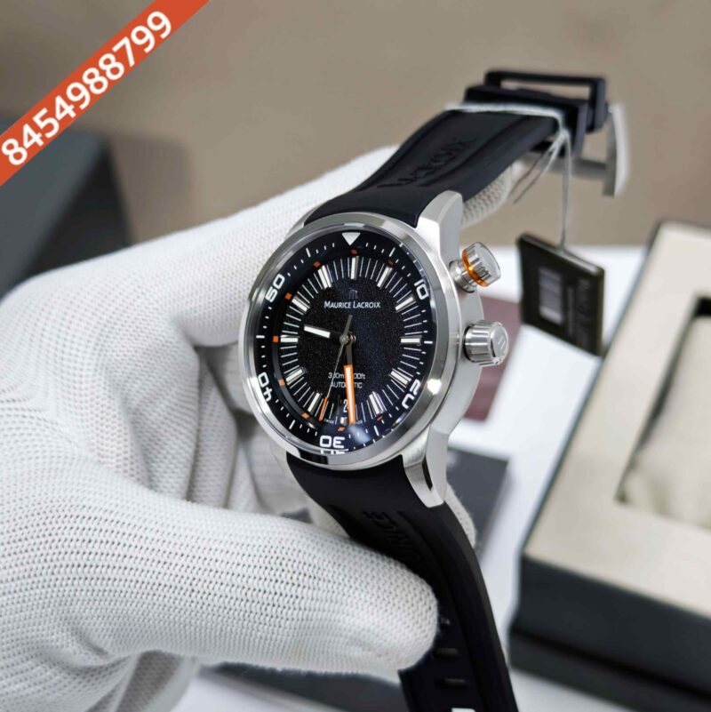 Maurice Lacroix Pontus S Diver Gold Case Black Dial Rubber Strap Swiss Automatic Watch - Image 2