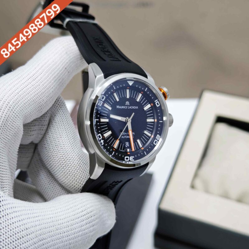 Maurice Lacroix Pontus S Diver Gold Case Black Dial Rubber Strap Swiss Automatic Watch - Image 3