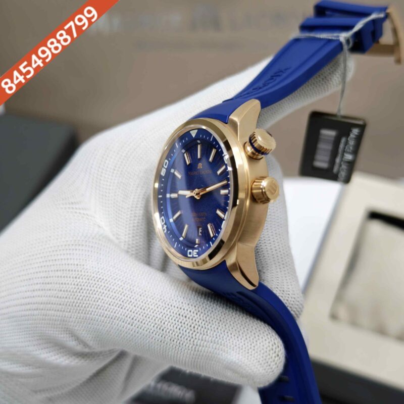 Maurice Lacroix Pontus S Diver Gold Case Blue Dial Rubber Strap Swiss Automatic Watch - Image 2