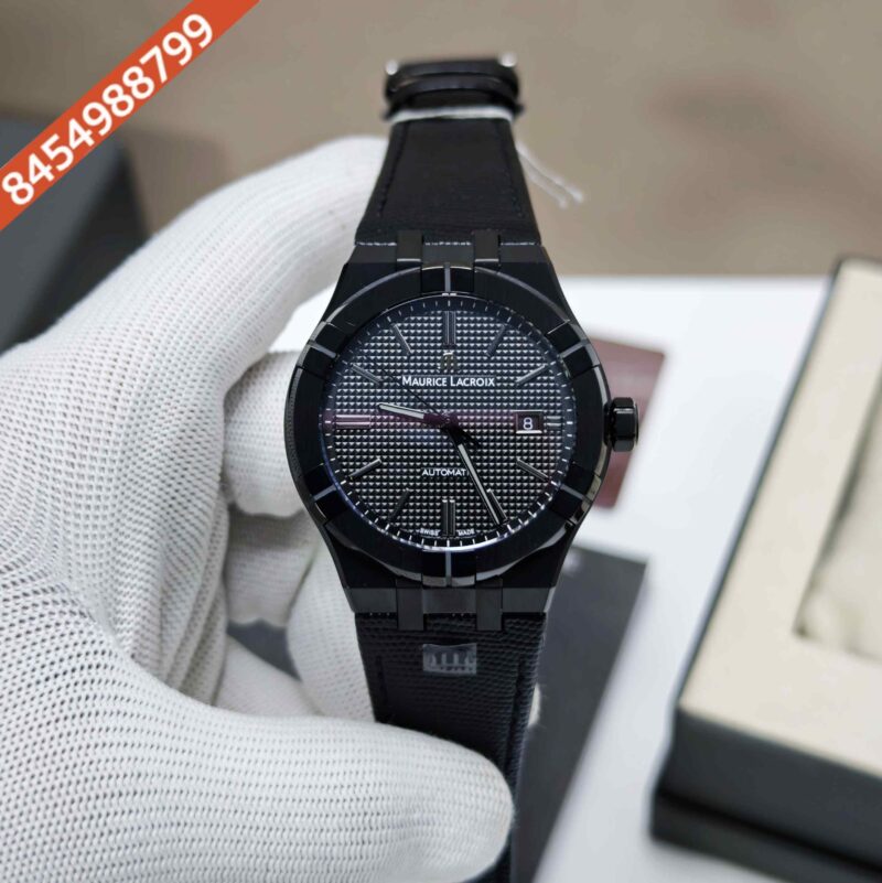 Maurice Lacroix Aikon Steel Black Dial Leather Strap Swiss Automatic Watch