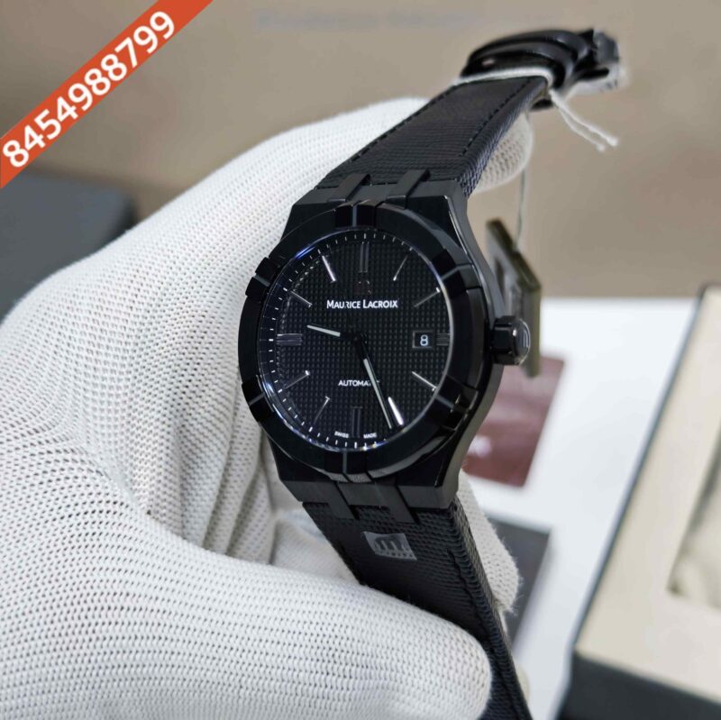 Maurice Lacroix Aikon Steel Black Dial Leather Strap Swiss Automatic Watch - Image 2