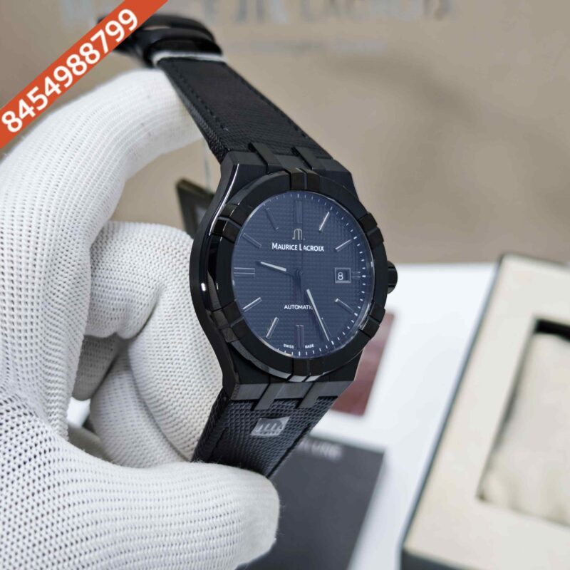 Maurice Lacroix Aikon Steel Black Dial Leather Strap Swiss Automatic Watch - Image 3
