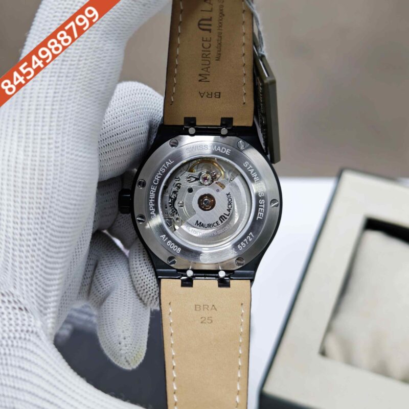 Maurice Lacroix Aikon Steel Black Dial Leather Strap Swiss Automatic Watch - Image 4