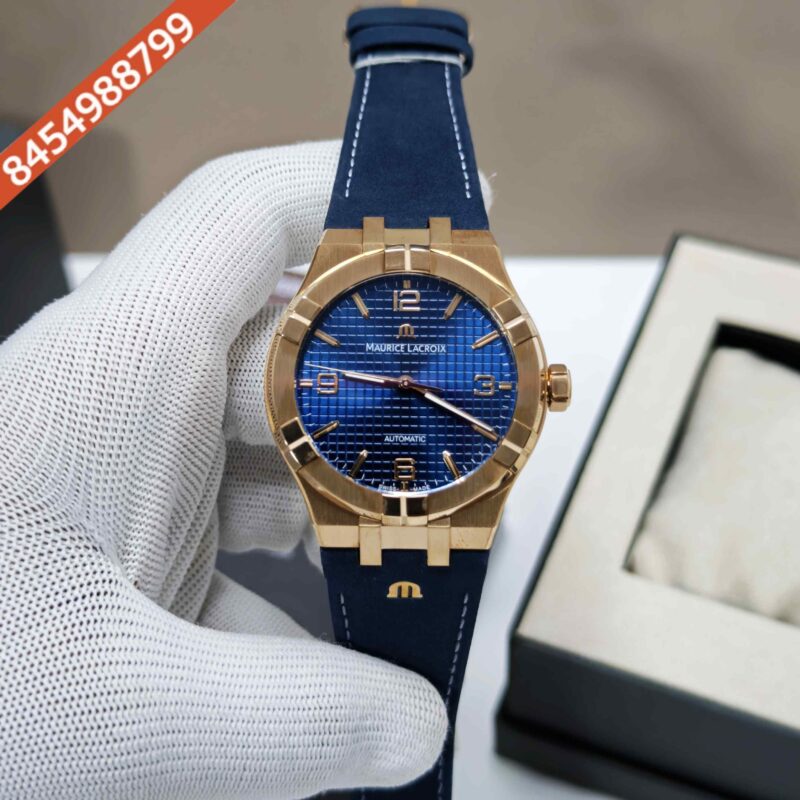 Maurice Lacroix Aikon Venturer Gold Blue Dial Rubber Strap Swiss Automatic Watch