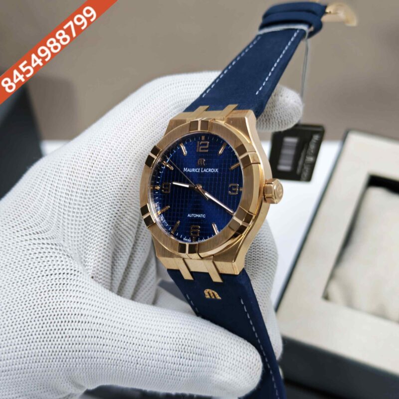 Maurice Lacroix Aikon Venturer Gold Blue Dial Rubber Strap Swiss Automatic Watch - Image 2