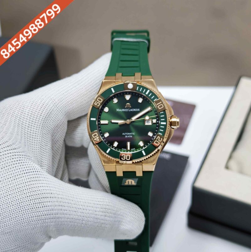 Maurice Lacroix Aikon Venturer Gold Green Dial Rubber Strap Swiss Automatic Watch