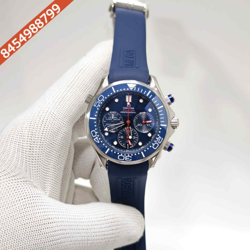 Omega Seamaster 300M Chronograph Blue Dial Blue Strap Swiss Quartz Watch