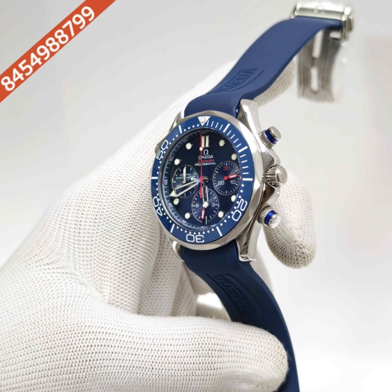 Omega Seamaster 300M Chronograph Blue Dial Blue Strap Swiss Quartz Watch - Image 2