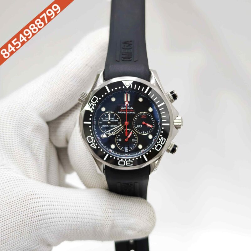 Omega Seamaster 300M Chronograph Steel Black Dial Silicone Strap Swiss Automatic Watch