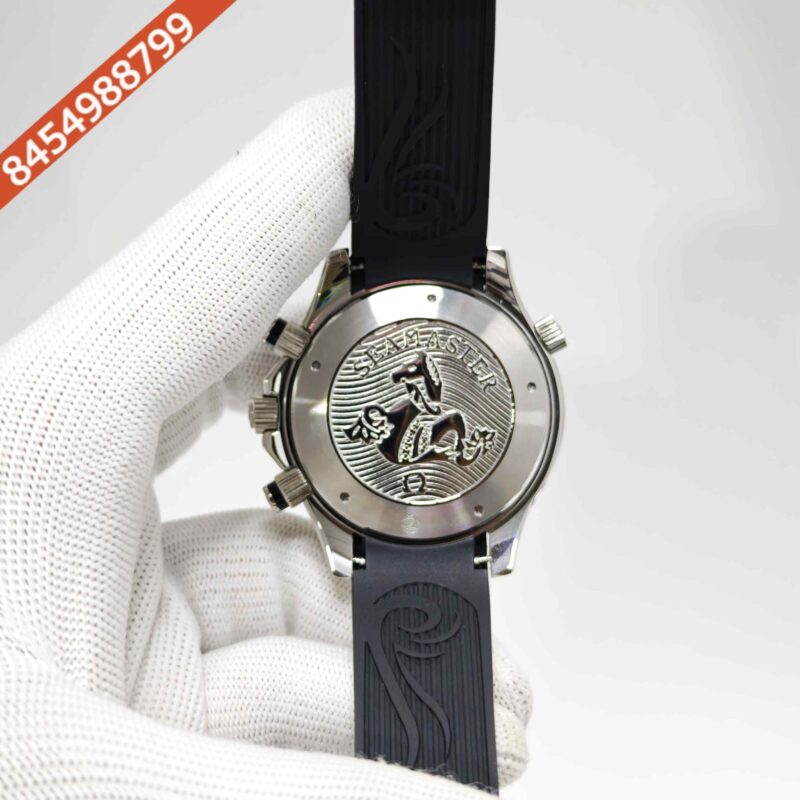 Omega Seamaster 300M Chronograph Steel Black Dial Silicone Strap Swiss Automatic Watch - Image 4