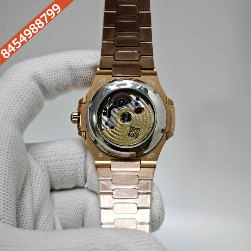 Patek Philippe Nautilus Annual Calendar Moon Phase Gold Brown Dial Steel Strap Swiss Automatic Watch - Image 4
