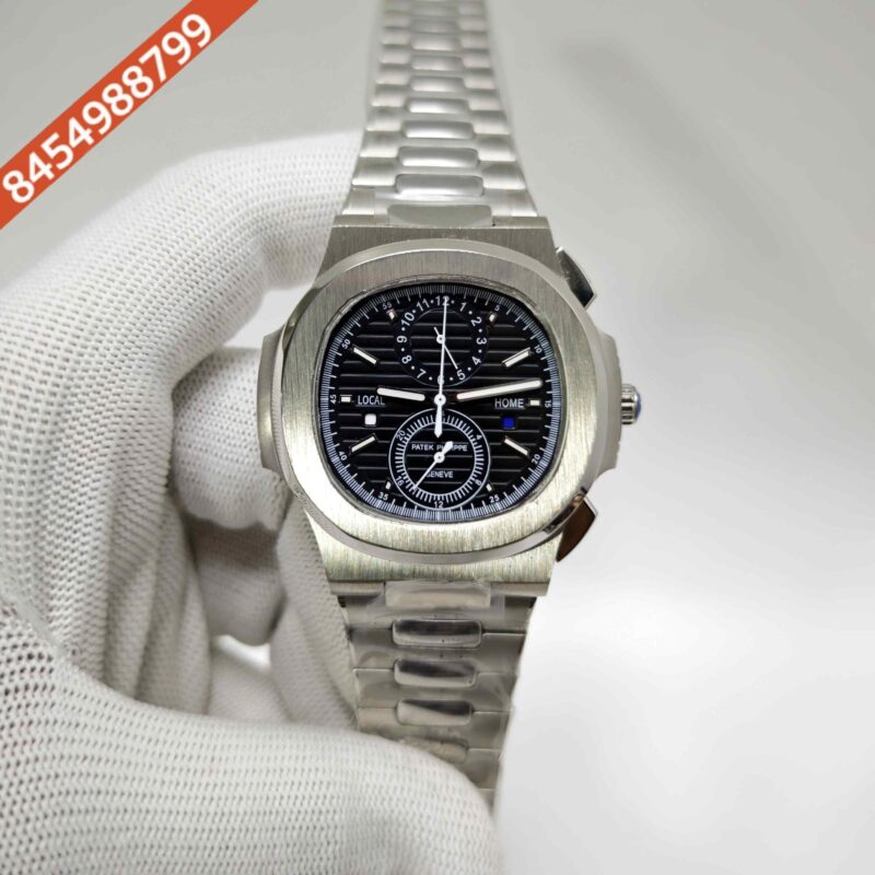 Patek Philippe Nautilus Chronograph Travel Time Black Dial stainless steel Swiss Automatic watch