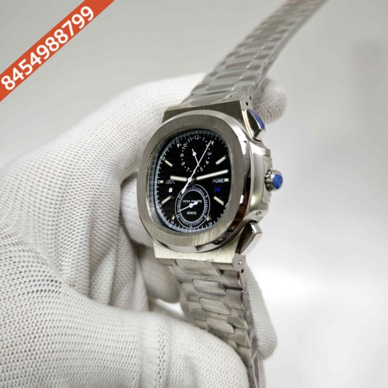 Patek Philippe Nautilus Chronograph Travel Time Black Dial stainless steel Swiss Automatic watch - Image 2